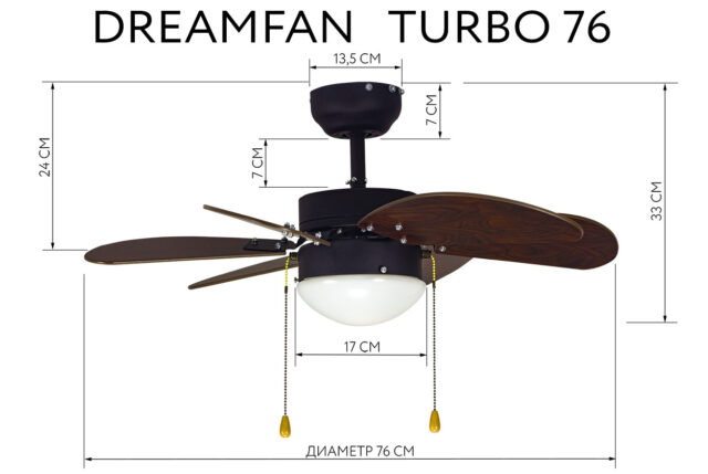 Потолочный вентилятор люстра Dreamfan Turbo 76 (50 Вт) — изображение 8